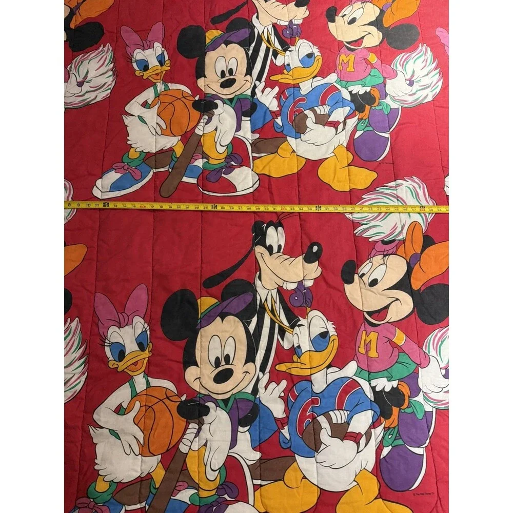 Vintage Disney Mickey & Friends Sports Reversible Twin Comforter Quilt 90s 80s